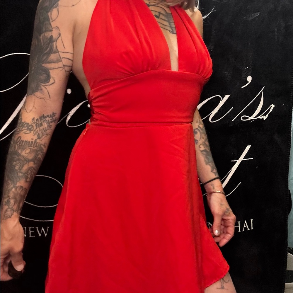 Red Halter Mini Dress - Brand:
